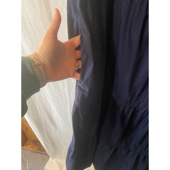 Quince 100% Organic Cotton Poplin Tiered Maxi Dress Navy Blue 3X - Picture 6 of 9